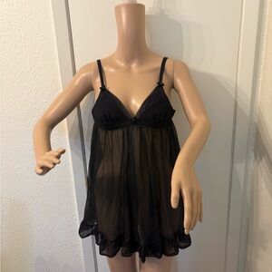 Betsy Johnson Black Sheer Babydoll Lingerie with Adjustable Straps